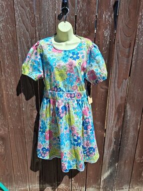 Floral Print Dress in Blue, Pink & Green